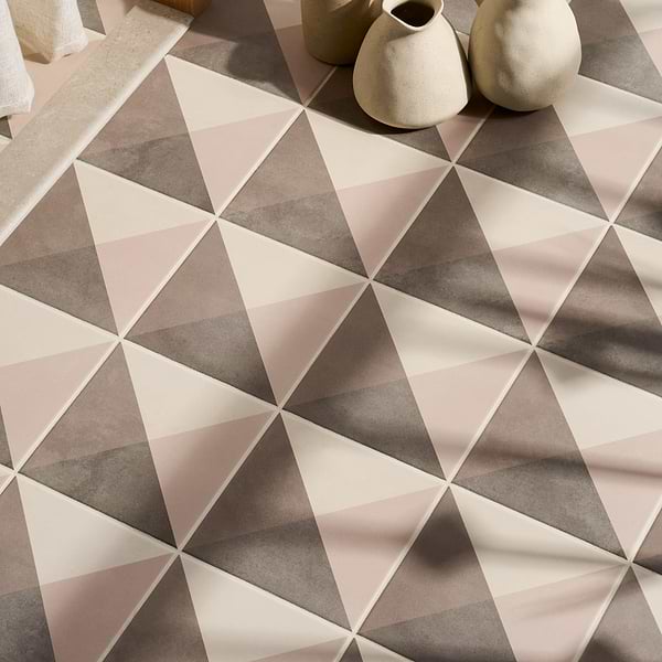 Art Geo by Elizabeth Sutton Deco Prism Mist Gray 8x8 Matte Porcelain Tile