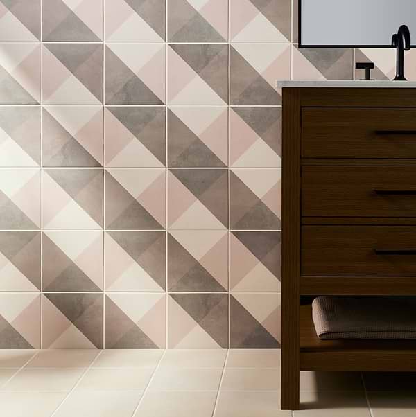 Art Geo by Elizabeth Sutton Deco Plaid Mist Gray 8x8 Matte Porcelain Tile