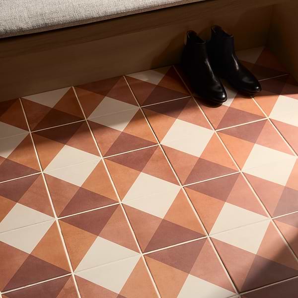 Art Geo by Elizabeth Sutton Deco Plaid Terracotta 8x8 Matte Porcelain Tile