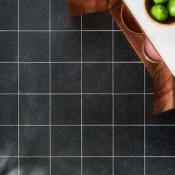 Art Geo by Elizabeth Sutton Terrazzo Charcoal Black 8x8 Matte Porcelain Tile