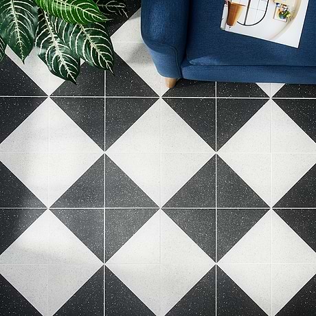 Art Geo Terrazzo Dos Charcoal Black by Elizabeth Sutton 8x8 Matte Porcelain Tile: Pattern 2