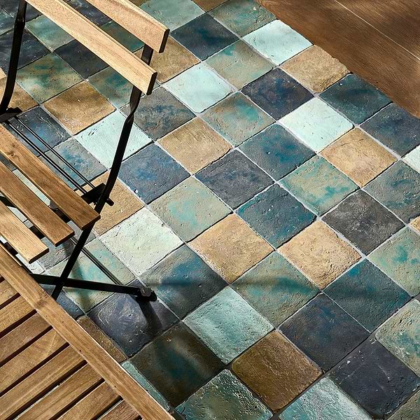 Opera Terracotta by Paula Purroy Lagoon 6x6 Square Matte and Iridescent Terracotta Tile