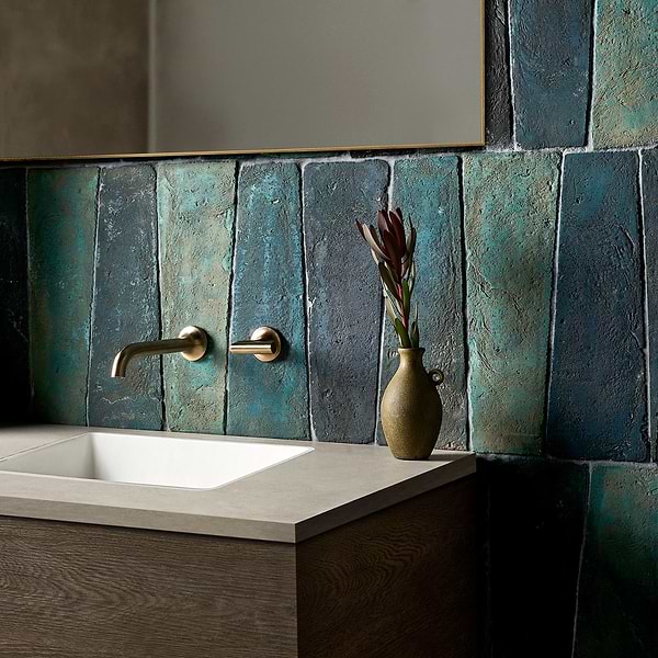 Opera Terracotta by Paula Purroy Lagoon 6x18 Trapezoid Matte Terracotta Tile