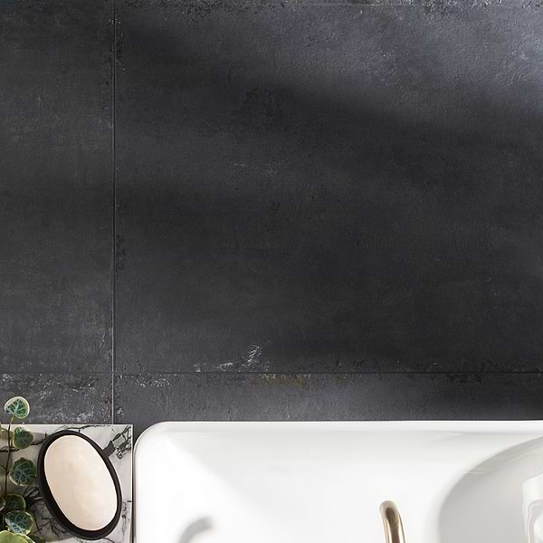 Portrait Black Matte Porcelain Tile - Sample in Black, View 9, open zoomed image