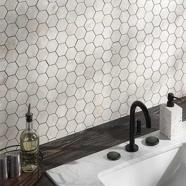Portrait Ivory 2" Hexagon Matte Porcelain Mosaic Tile