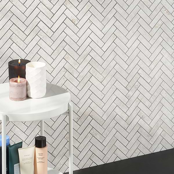 Portrait Ivory 1x4 Herringbone Matte Porcelain Mosaic Tile