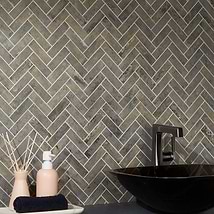 Portrait Sage Gray 1x4 Herringbone Matte Porcelain Mosaic Tile