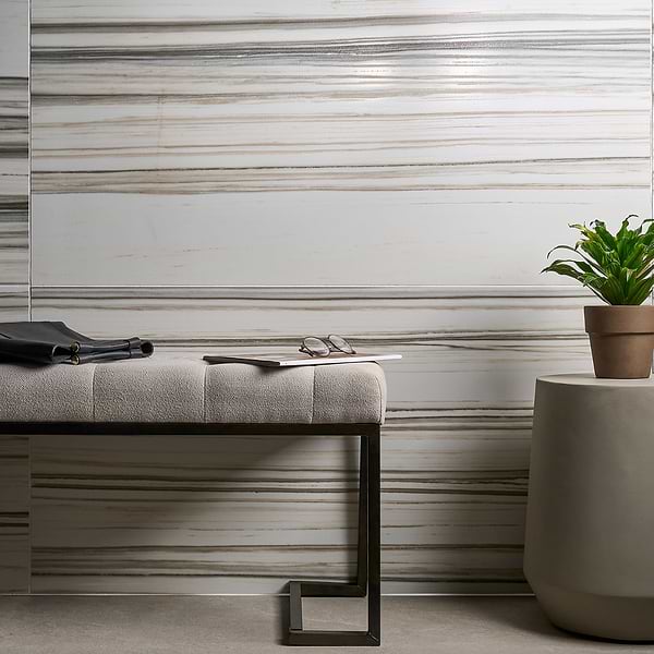 Romani Zebrino Brown and White 3D Textured Veining 24x48 Marble Look Satin Porcelain Tile
