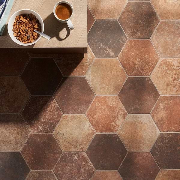 Terra Pompeii Marron Brown 8" Hexagon Matte Porcelain Tile