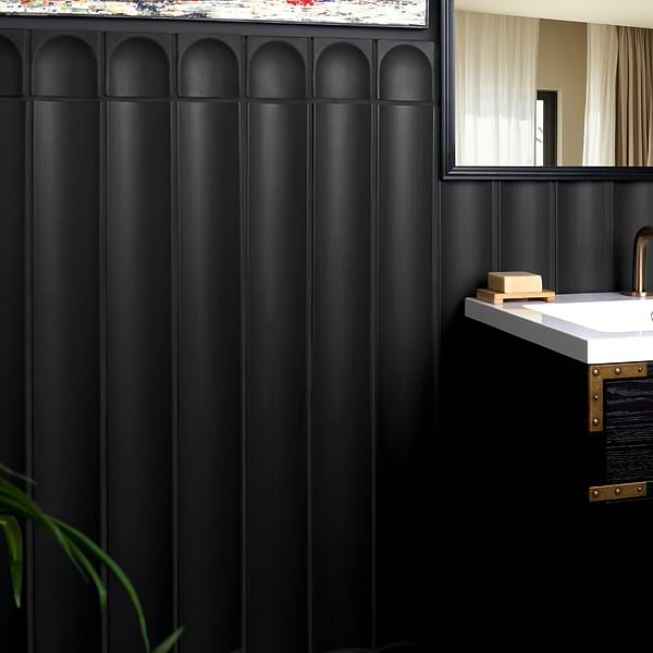 Roller Fluted Column Black 4x36 3D Handmade Matte Ceramic Tile