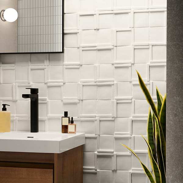 Roller Cross White 4x4 3D Handmade Matte Ceramic Tile