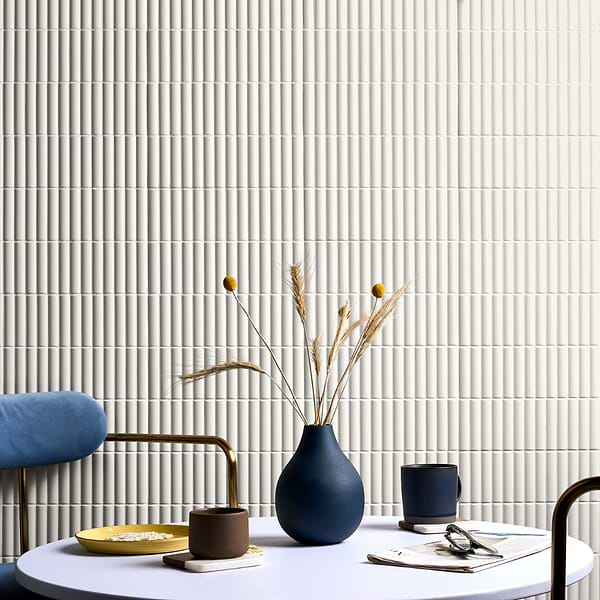 Roller Ribbed White 4x12 3D Matte Fluted Ceramic Tile