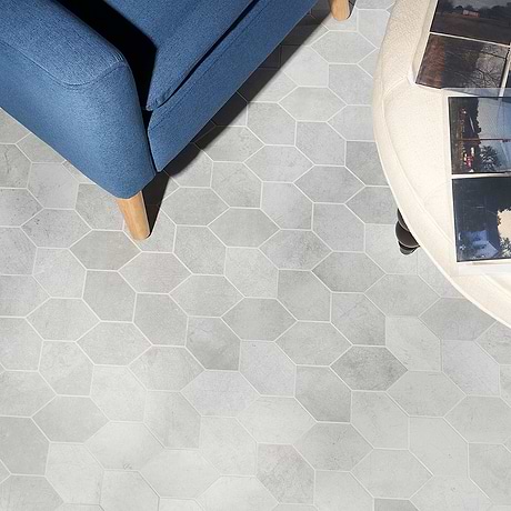 Bond Excalibur Medium Gray Foliage 3x5 Hexagon Matte Porcelain Mosaic Tile