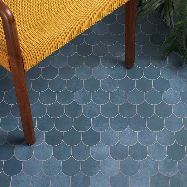 Bond Indio Blue Fishscale Plume Matte Porcelain Mosaic Tile
