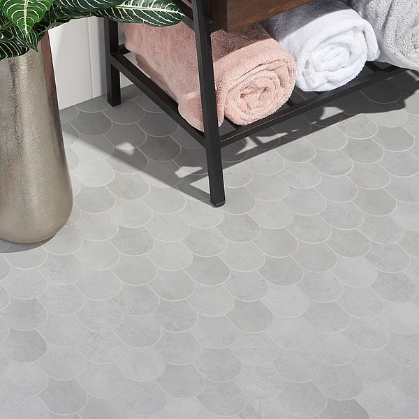 Bond Nimbus Silver Fishscale Plume Matte Porcelain Mosaic Tile