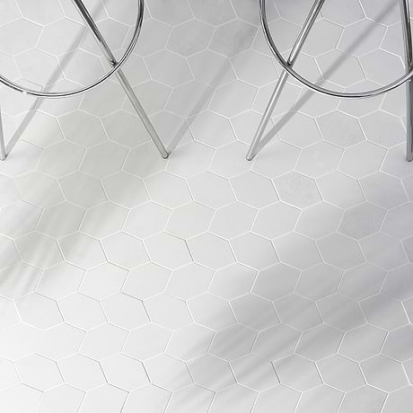 Bond Palladium Light Gray Foliage 3x5 Hexagon Matte Porcelain Mosaic Tile