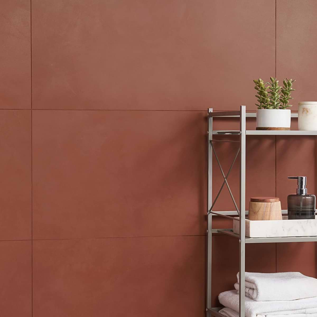Clay Grace Red 16x32 Tile Matte Porcelain Tile; in Red Porcelain; for Backsplash, Bathroom Floor, Bathroom Wall, Commercial Floor, Floor Tile, Kitchen Floor, Kitchen Wall, Outdoor Wall, Shower Floor, Shower Wall, Wall Tile; in Style Ideas Contemporary, Industrial, Mid Century, Modern, Traditional, Transitional