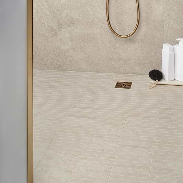 Era Crema Beige 1x6 Stacked Limestone Look Matte Porcelain Mosaic Tile