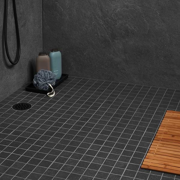 Era Charcoal Black 2x2 Limestone Look Matte Porcelain Mosaic Tile