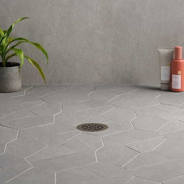 Era Silver Gray Organic Pattern Limestone Look Matte Porcelain Mosaic Tile