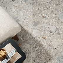 Rizo Earth Gray 24x24 Terrazzo Look Matte Porcelain Tile