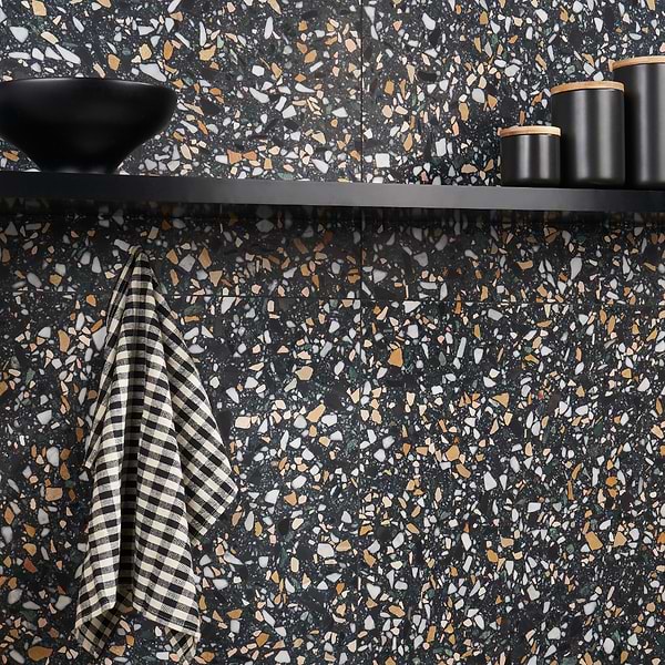 Terrazzo Italy Cava Notte Black 24x24 Honed Marble Tile