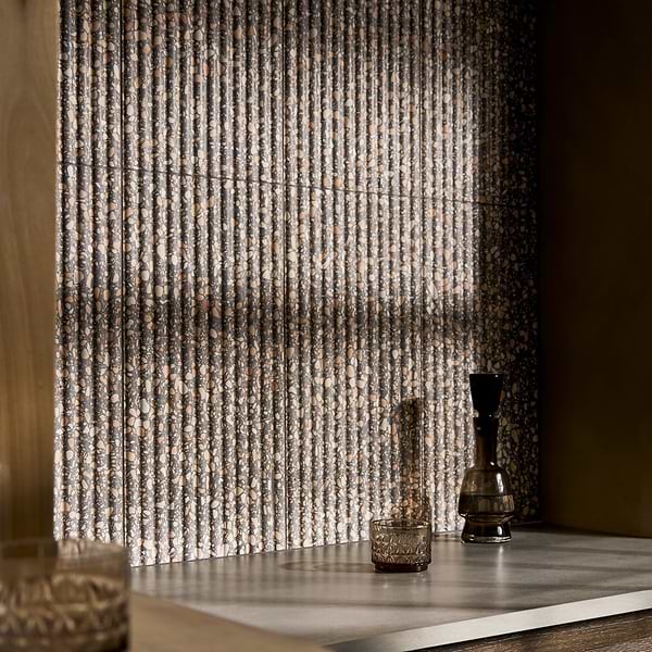 Terrazzo Italy Fluted Dolce Rina Gray 12x24 Honed Terrazzo Tile