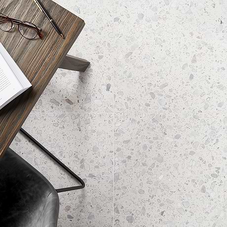 Terrazzo Italy Sacra Bianco White 24x24 Honed Terrazzo Tile