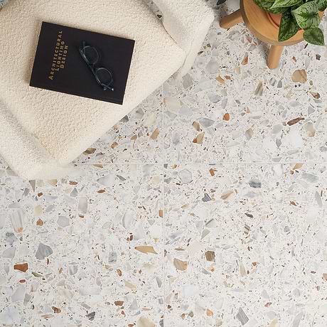 Terrazzo Italy Sacra Calacatta White 24x24 Honed Terrazzo Tile