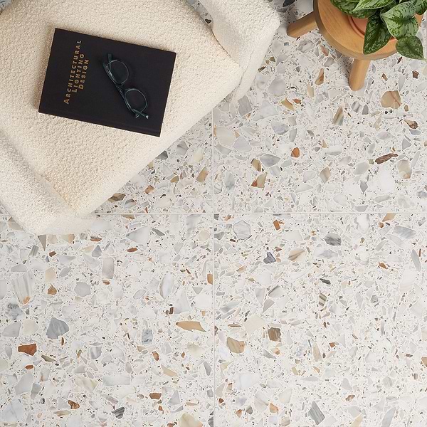 Terrazzo Italy Sacra Calacatta White 24x24 Honed Terrazzo Tile