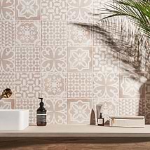 Angela Harris Mediterra Kasma Terra Cream Décor 8x8 Matte Porcelain Tile