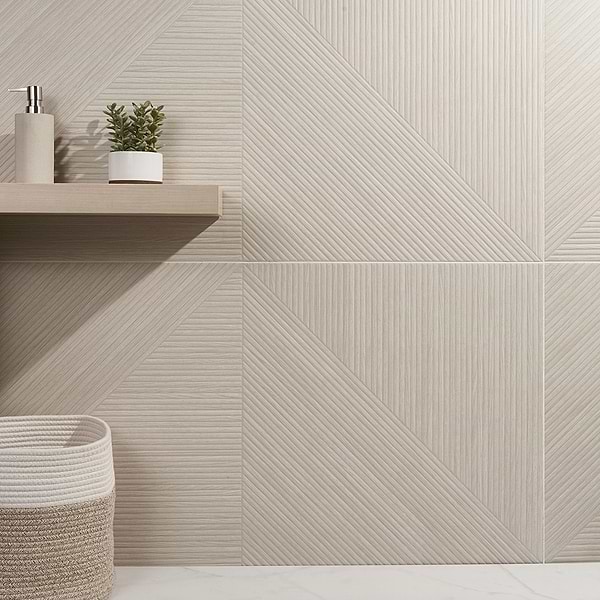 Enso Ash Beige 24x48 Ribbed Matte Fluted Porcelain Wood Look Tile