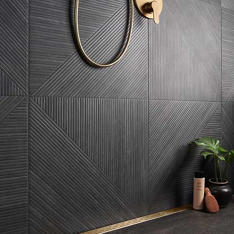 Enso Charcoal Black 24x48 Ribbed Matte Fluted Porcelain Wood Look Tile