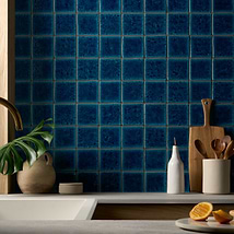 Breeze Ocean Blue 5" Square Crackled Glossy Porcelain Tile