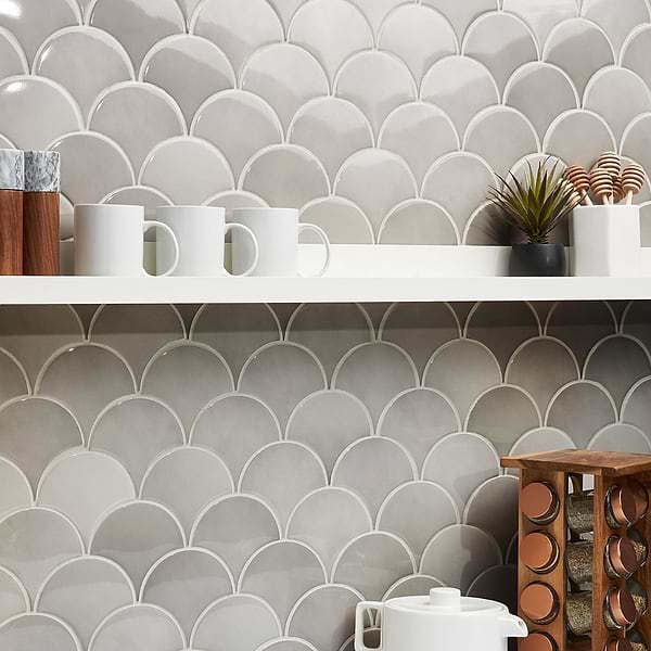 Highwater Mist 5" Fish Scale Polished Ceramic Wall Tile