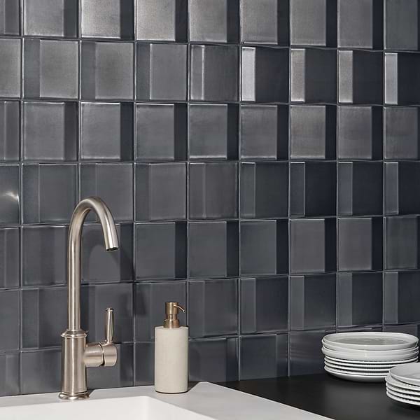 Zeal Edge 3D Gunmetal Gray 5x5 Glazed Porcelain Tile
