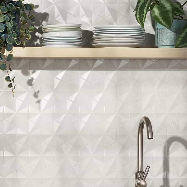 Zeal Ogassian 3D 6" Hexagon White Matte Porcelain Tile