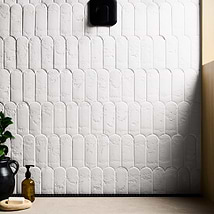 Corali Cloud White 3x9 Textured Fish Scale Glossy Ceramic Tile