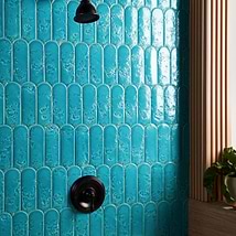 Corali Turquoise Blue 3x9 Textured Fish Scale Glossy Ceramic Tile