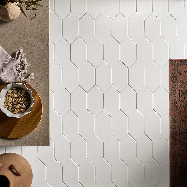 Morocco Blanco White 4x8 Picket Glossy Porcelain Tile