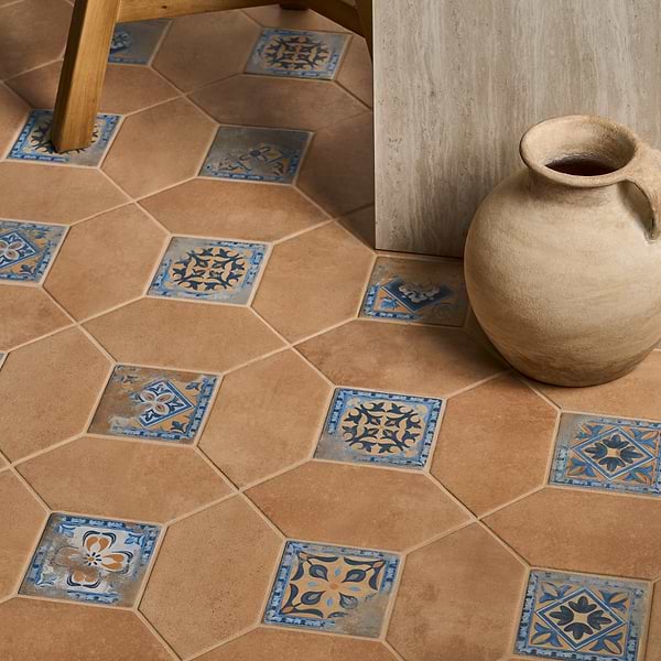 Morocco Terracotta 4x8 Picket and Medina Multicolor 4x4 Square Matte Porcelain Tile