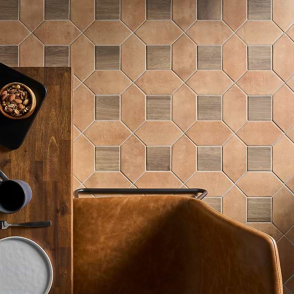 Morocco Terracotta 4x8 Picket and Willow Brown 4x4 Square Matte Porcelain Tile