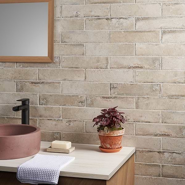 Sample-Seville Pergamo Beige 3x12 Travertine Look Matte Porcelain Tile