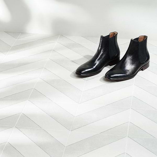 Auteur Diagonals Chevron Ash Gray 9x9 Matte Porcelain Tile