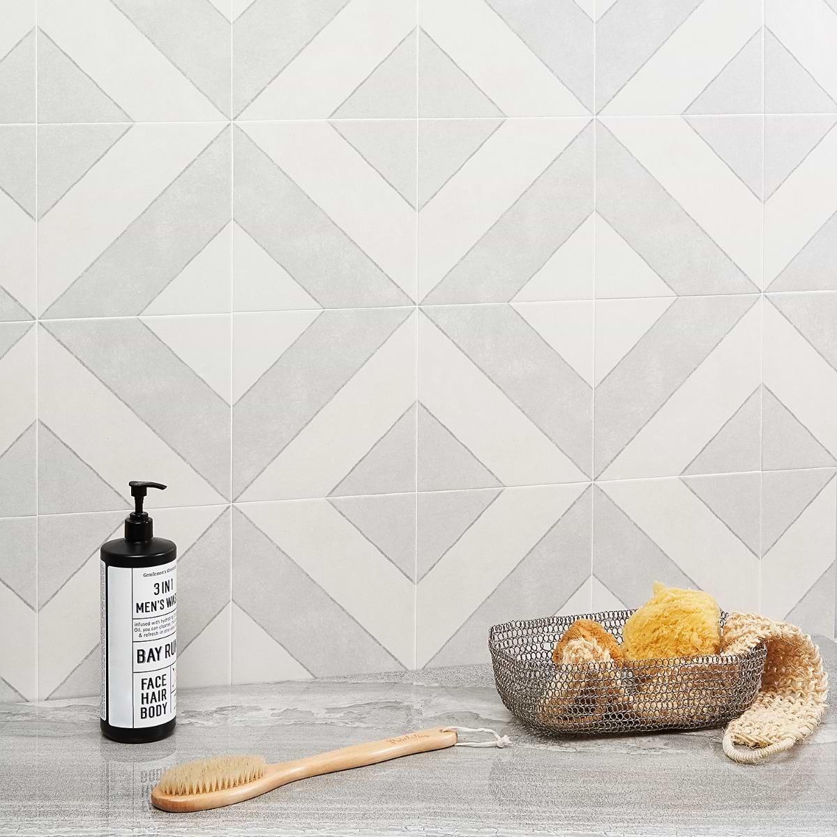 Auteur Jewel Ash Gray 9x9 Matte Porcelain Tile; in White + Light Gray Porcelain; for Backsplash, Bathroom Floor, Bathroom Wall, Commercial Floor, Floor Tile, Kitchen Floor, Kitchen Wall, Outdoor Floor, Outdoor Wall, Shower Floor, Shower Wall, Wall Tile; in Style Ideas Farmhouse, Mid Century