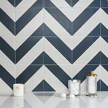 Auteur Diagonals Chevron Navy Blue 9x9 Matte Porcelain Tile