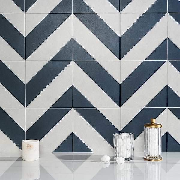 Auteur Diagonals Navy 9x9 Porcelain Tile