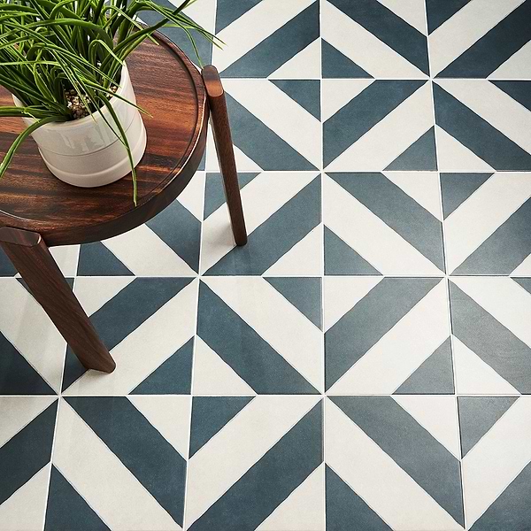 Auteur Diagonals Kaleidoscope Navy Blue 9x9 Matte Porcelain Tile