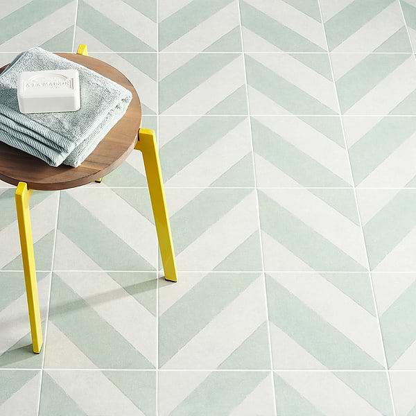 Auteur Diagonals Chevron-Offset Sage Green 9x9 Matte Porcelain Tile