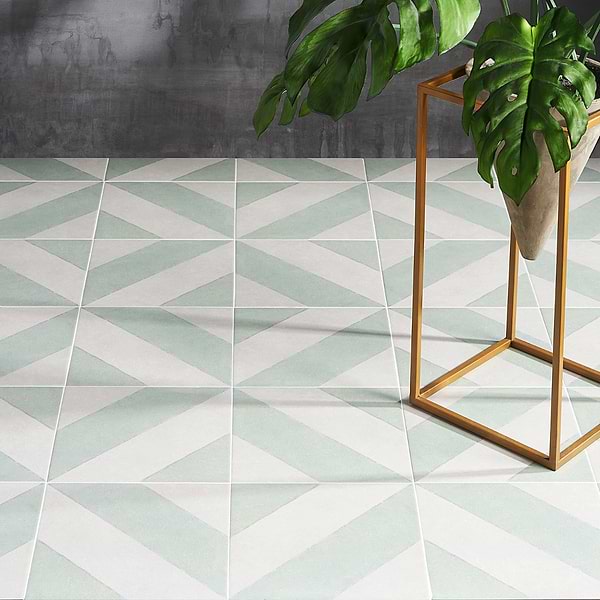 Auteur Diagonals Kaleidoscope Sage Green 9x9 Matte Porcelain Tile